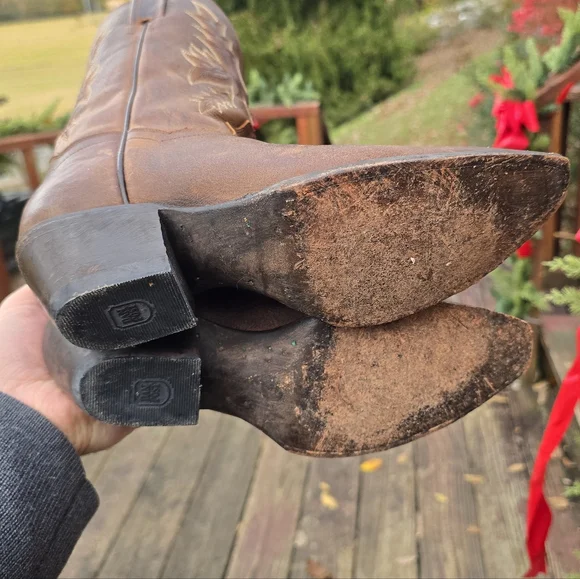 Dan Post Womens, Snip Toe, Brown Leather, Tan Stitching, Cowboy Boots, Size 7M - Picture 13 of 13